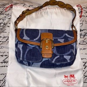 Vintage Blue Denim Coach Shoulder Bag